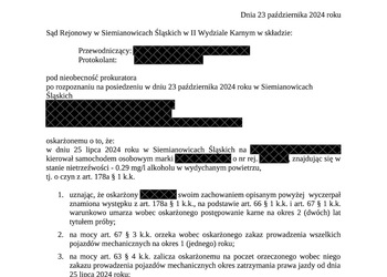 Jazda pod wpływem alkoholu. Wynik badania: 0,29 mg/dm3